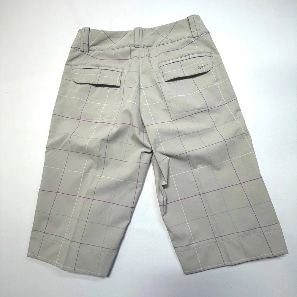 Nike Golf Dri-Fit Plaid Long‎ Bermuda Shorts Gray Windowpane Check Women's Small